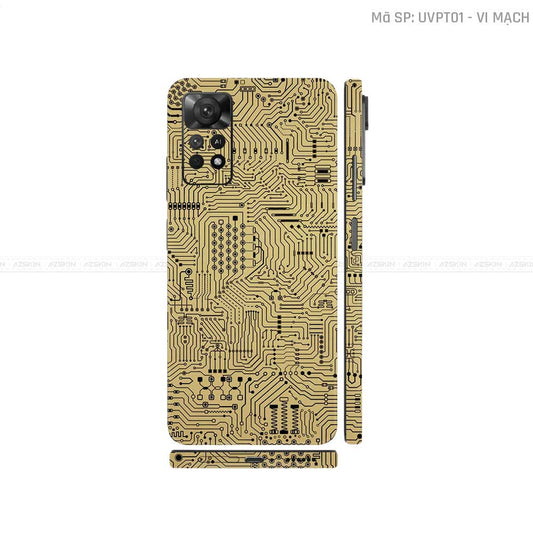 Dán Skin Xiaomi Redmi Note 11 Series Vân Nổi Vi Mạch Vàng | UVPT01