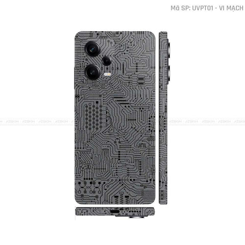 Dán Skin Xiaomi Redmi Note 12 Series Vân Nổi Vi Mạch Xám | UVPT01