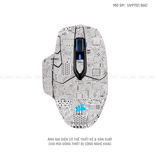 Skin Dán Chuột Corsair Vân Nổi Vi Mạch Bạc | UVPT01