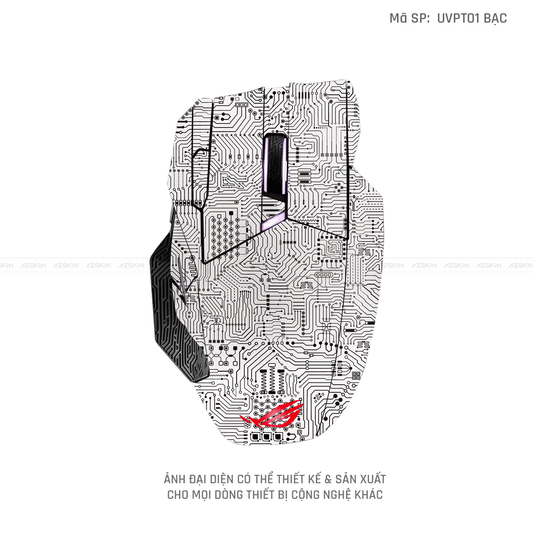 Skin Dán Chuột Asus Vân Nổi Hình Vi Mạch Bạc | UVPT01