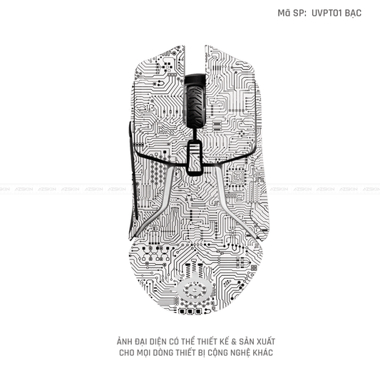 Skin Dán Chuột Steelseries Vân Nổi Vi Mạch Bạc | UVPT01