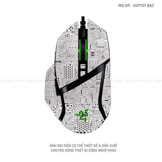Skin Dán Chuột Razer Vân Nổi Hình Vi Mạch Bạc |UVPT01