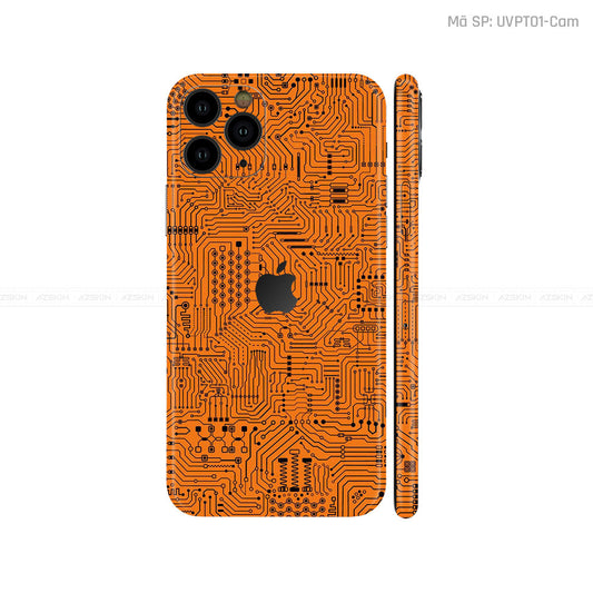 Dán Skin IPhone 11 Series Vân Vi Mạch Cam | UVPT01