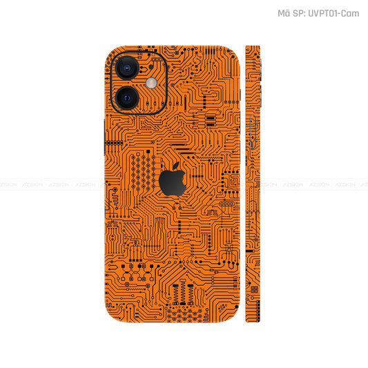 Dán Skin IPhone 12 Series Vân Nổi Vi Mạch Cam | UVPT01