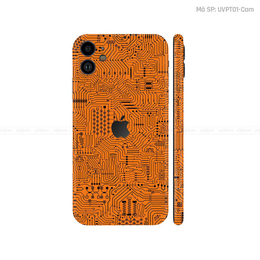 Dán Skin IPhone 11 Series Vân Vi Mạch Cam | UVPT01