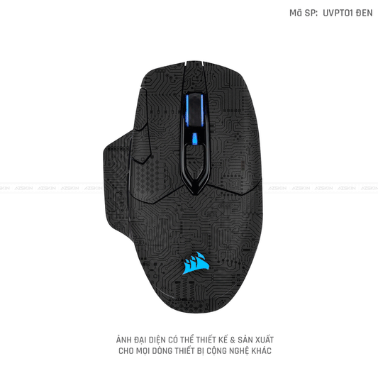 Skin Dán Chuột Corsair Vân Nổi Vi Mạch Đen | UVPT01