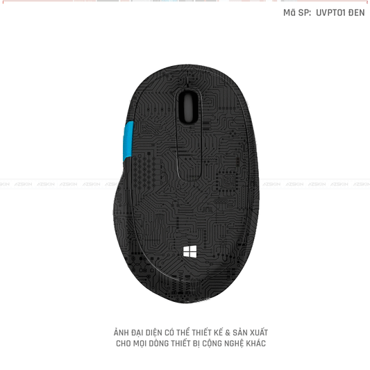 Skin Dán Chuột Microsoft Vân Nổi Hình VI MẠCH Đen | UVPT01