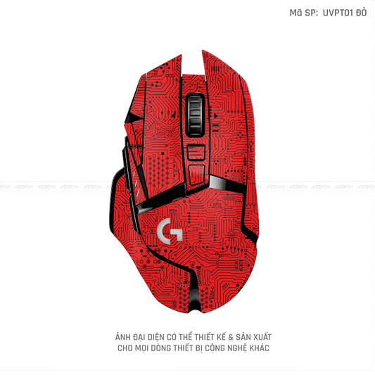 Skin Dán Chuột Logitech Vân Nổi Vi Mạch Đỏ | UVPT01