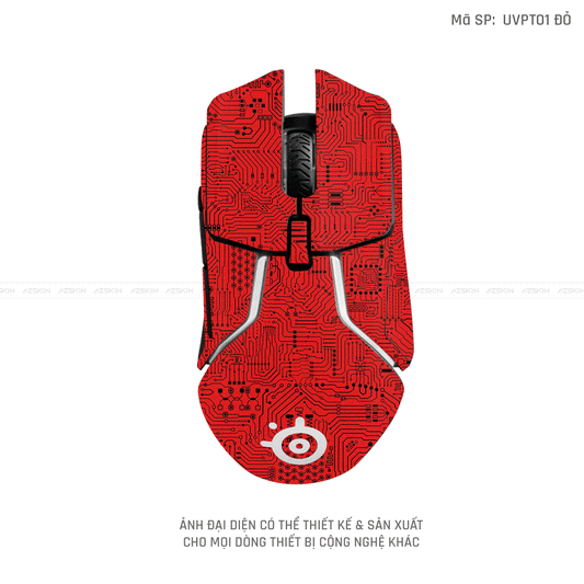 Skin Dán Chuột Steelseries Vân Nổi Vi Mạch Đỏ  | UVPT01