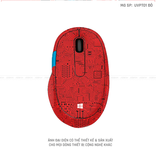 Skin Dán Chuột Microsoft Vân Nổi Hình VI MẠCH Đỏ | UVPT01