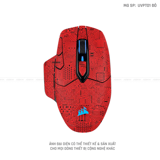 Skin Dán Chuột Corsair Vân Nổi Vi Mạch Đỏ | UVPT01