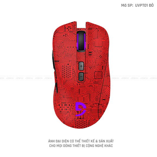 Skin Dán Chuột Fuhlen Vân Nổi Hình Vi Mạch Đỏ | UVPT01
