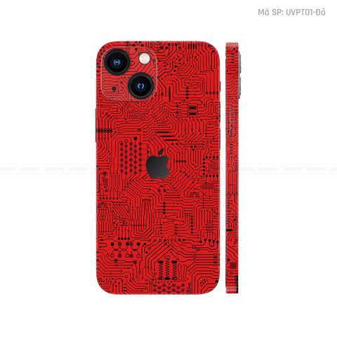 Dán Skin IPhone 13 Series Vân Vi Mạch Đỏ | UVPT01