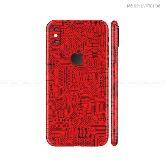 Dán Skin IPhone X Series Vân Vi Mạch Đỏ | UVPT01