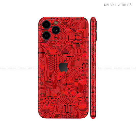 Dán Skin IPhone 11 Series Vân Vi Mạch Đỏ | UVPT01