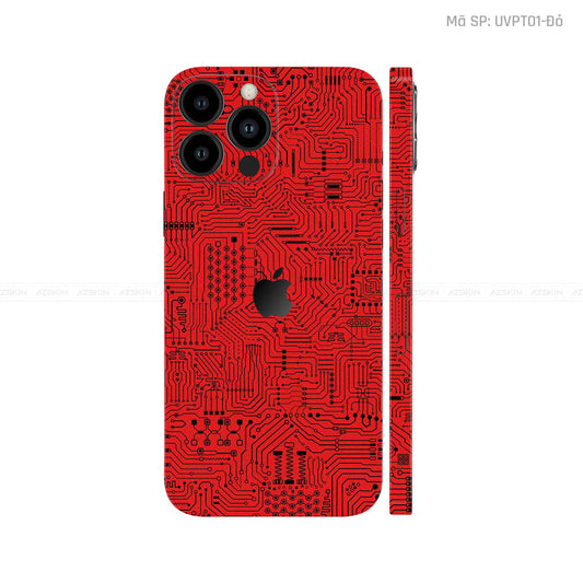Dán Skin IPhone 14 Series Vân Vi Mạch Đỏ | UVPT01