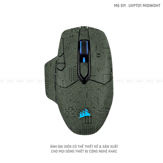 Skin Dán Chuột Corsair Vân Nổi Vi Mạch MIDNIGHT  | UVPT01
