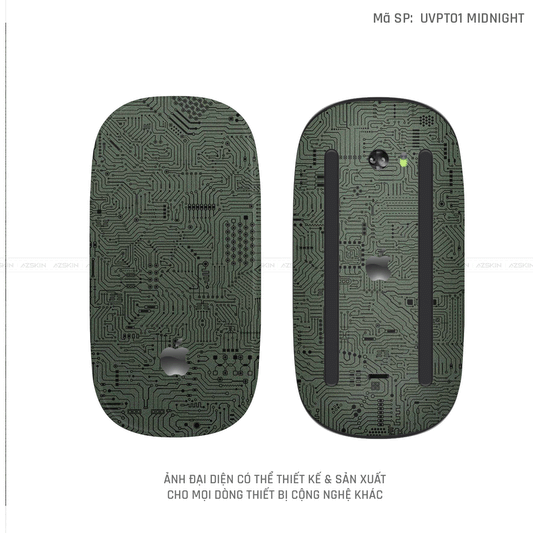 Skin Dán Chuột Apple Magic Mouse Vân Nổi Hình Vi Mạch Màu Midnight | UVPT01