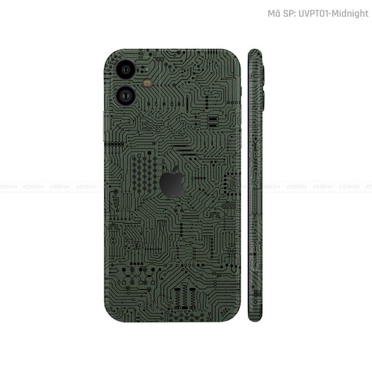 Dán Skin IPhone 11 Series Vân Vi Mạch Xanh | UVPT01