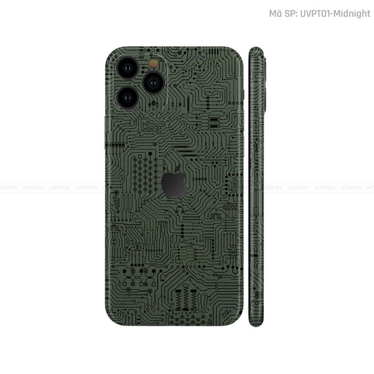 Dán Skin IPhone 11 Series Vân Vi Mạch Xanh | UVPT01