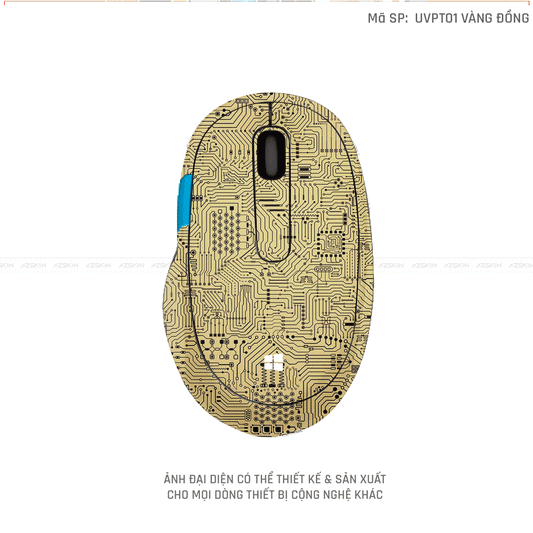 Skin Dán Chuột Microsoft Vân Nổi Hình VI MẠCH Vàng | UVPT01