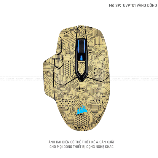 Skin Dán Chuột Corsair Vân Nổi Vi Mạch Vàng | UVPT01