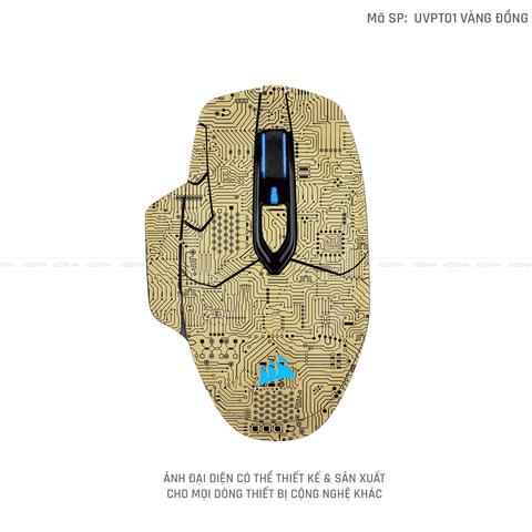 Skin Dán Chuột Corsair Vân Nổi Vi Mạch Vàng | UVPT01