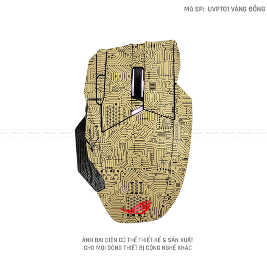 Skin Dán Chuột Asus Vân Nổi Hình Vi Mạch Vàng Đồng | UVPT01