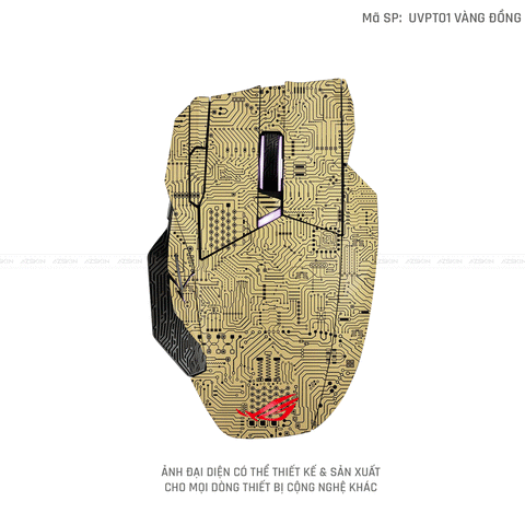 Skin Dán Chuột Asus Vân Nổi Hình Vi Mạch Vàng Đồng | UVPT01