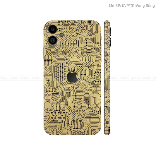 Dán Skin IPhone 11 Series Vân Vi Mạch Vàng Đồng | UVPT01