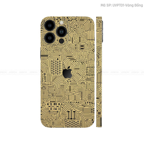 Dán Skin IPhone 15 Series Vân Vi Mạch Gold | UVPT01