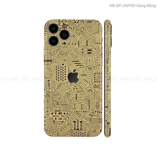 Dán Skin IPhone 11 Series Vân Vi Mạch Vàng Đồng | UVPT01