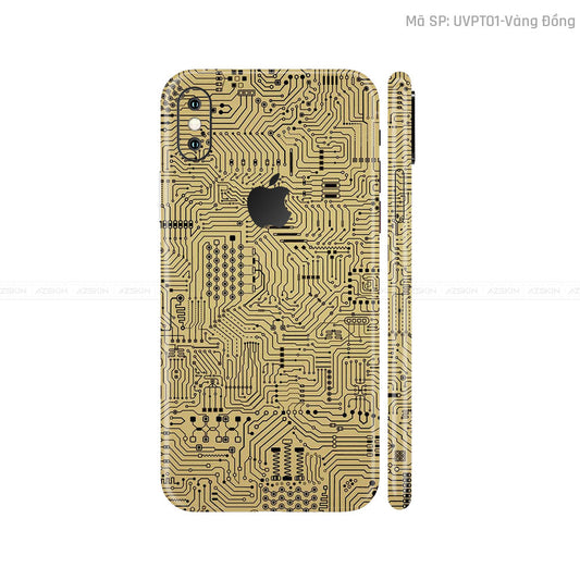Dán Skin IPhone X Series Vân Vi Mạch Vàng Đồng | UVPT01