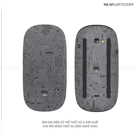 Skin Dán Chuột Apple Magic Mouse Vân Nổi Hình Vi Mạch Màu Xám | UVPT01