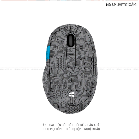 Skin Dán Chuột Microsoft Vân Nổi Hình VI MẠCH Xám | UVPT01