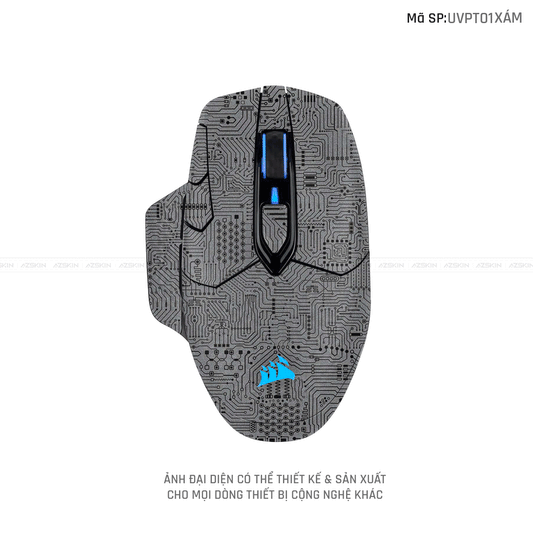 Skin Dán Chuột Corsair Vân Nổi Vi Mạch Xám | UVPT01