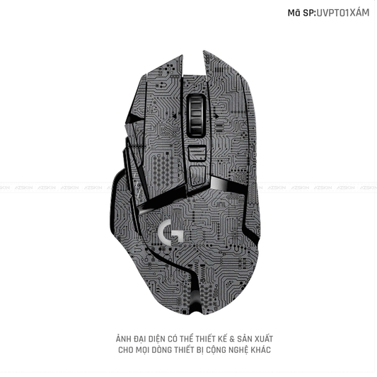 Skin Dán Chuột Logitech Vân Nổi Vi Mạch Xám | UVPT01