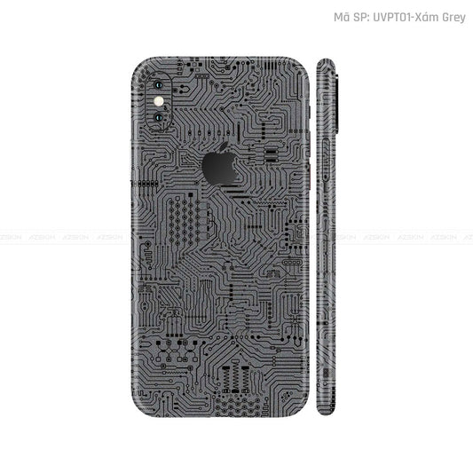 Dán Skin IPhone X Series Vân Vi Mạch Xám | UVPT01