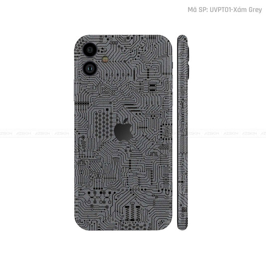 Dán Skin IPhone 11 Series Vân Vi Mạch Xám | UVPT01