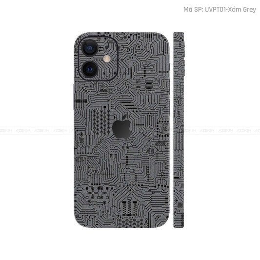 Dán Skin IPhone 12 Series Vân Nổi Vi Mạch Xám | UVPT01
