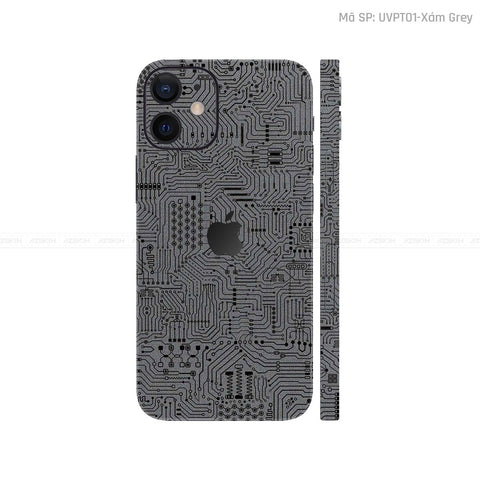 Dán Skin IPhone 12 Series Vân Nổi Vi Mạch Xám | UVPT01