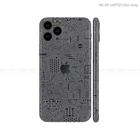 Dán Skin IPhone 11 Series Vân Vi Mạch Xám | UVPT01