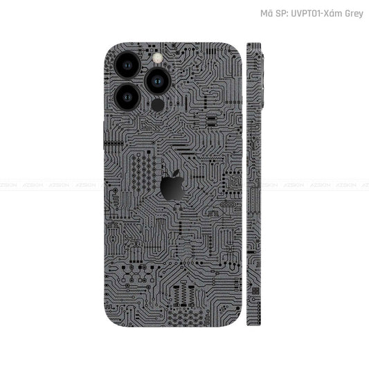 Dán Skin IPhone 14 Series Vân Vi Mạch Xám | UVPT01