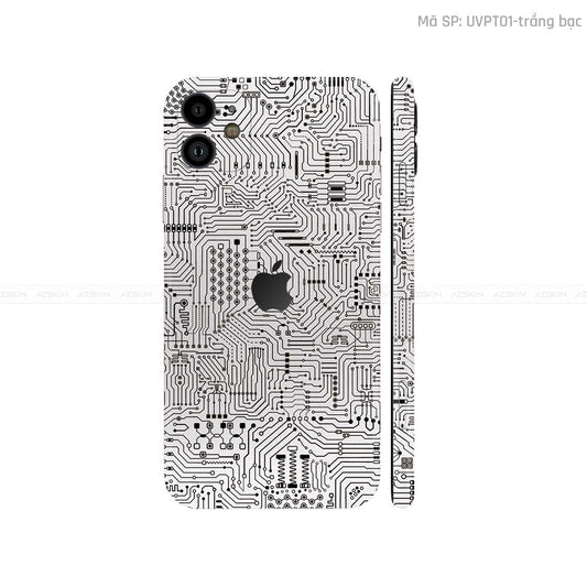 Dán Skin IPhone 11 Series Vân Vi Mạch Trắng | UVPT01