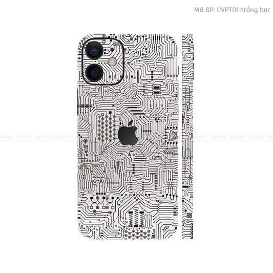 Dán Skin IPhone 12 Series Vân Nổi Vi Mạch Trắng | UVPT01
