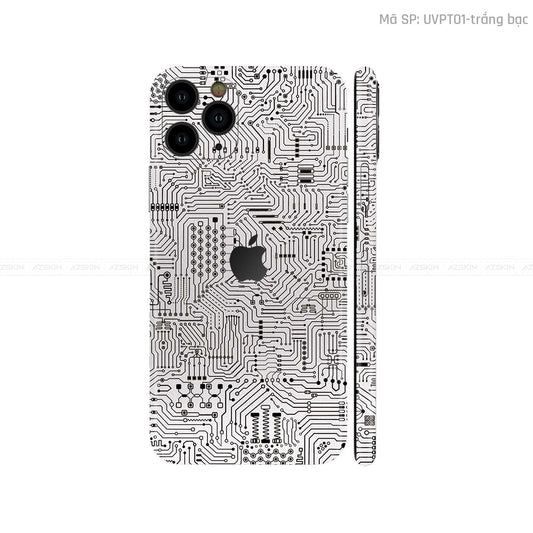 Dán Skin IPhone 11 Series Vân Vi Mạch Trắng | UVPT01