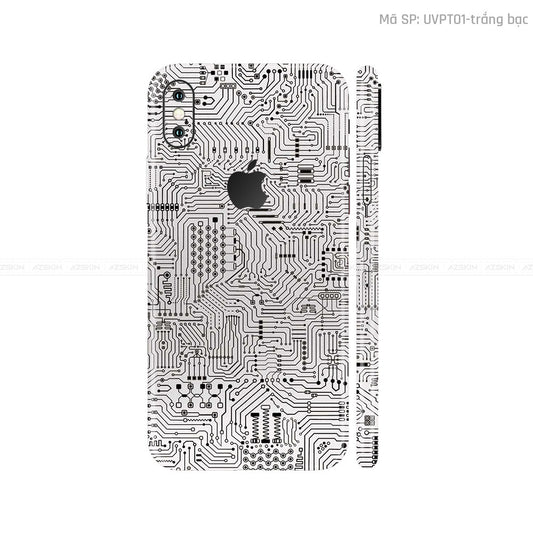 Dán Skin IPhone X Series Vân Vi Mạch Trắng | UVPT01