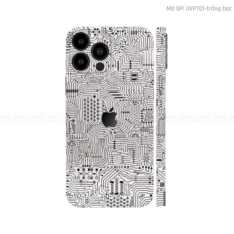 Dán Skin IPhone 12 Series Vân Nổi Vi Mạch Trắng | UVPT01