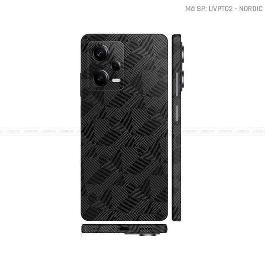 Dán Skin Xiaomi Redmi Note 12 Series Vân Nổi Nordic Đen | UVPT02