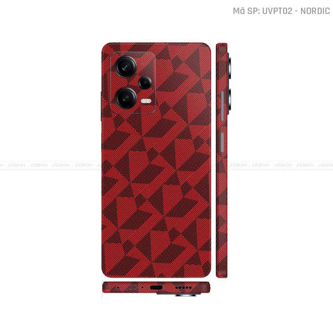Dán Skin Xiaomi Redmi Note 12 Series Vân Nổi Nordic Đỏ | UVPT02